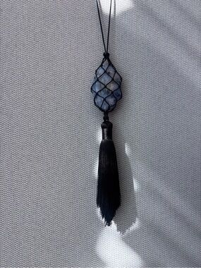 Bean design Tassel Necklace of Blue Aventurine Stone